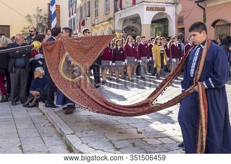 Traditional, Greek Procession In The City On Easter (island Corfu, Greece)