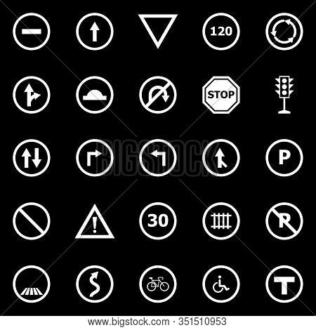 Road Sign Icons On Black Background, Stock Vector