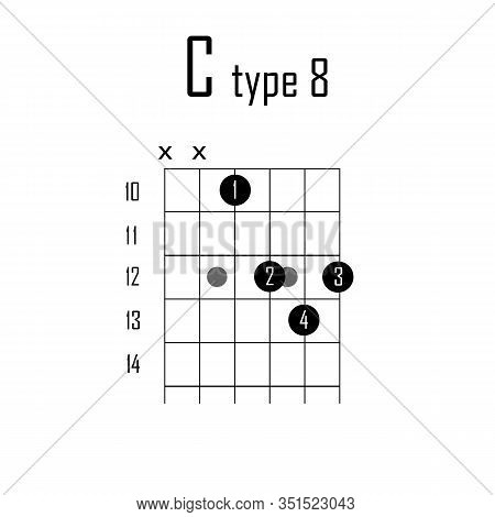 C Major Chord On Guitar. Vector Illustration Chord Guitar On White Background