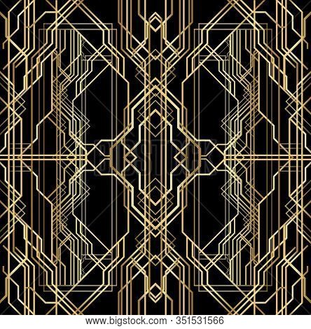 Luxury Geometric Background. Vector Illustrated Vintage Wedding Invitation, Greeting Card In Art Dec