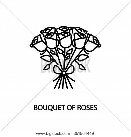 Bouquet Of Roses Line Icon. Concept For Website And Printed Materials