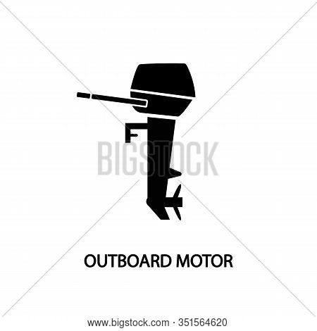 Outboard Motor Linear Icon Black. Concept For Website And Printed Materials