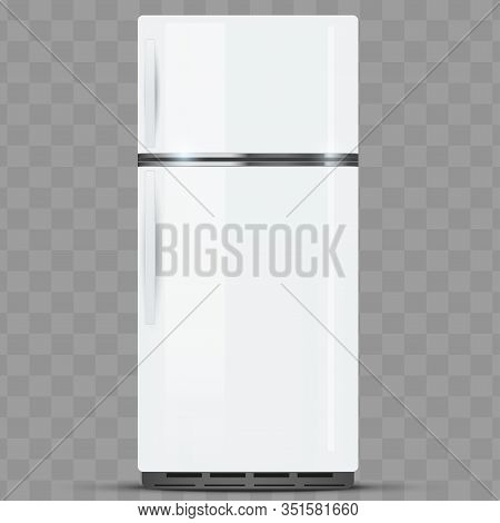 Modern Fridge Freezer Refrigerator With Double Doors. Silver Color. Household Technics And Appliance