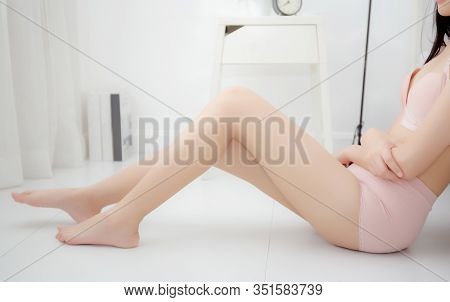 Beautiful Portrait Young Asian Woman Sexy In Underwear Figure Fit Relax With Seductive In Bedroom, A