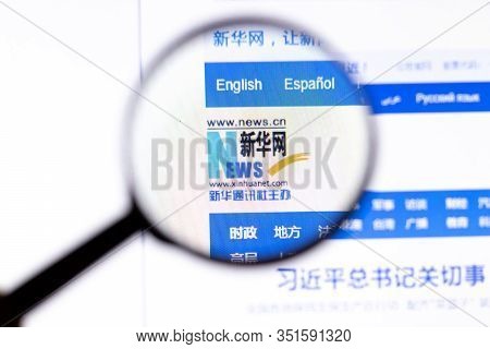 Los Angeles, California, Usa - 18.02.2020: Xinhua News Agency Website Page With Close Up Logo. Xinhu