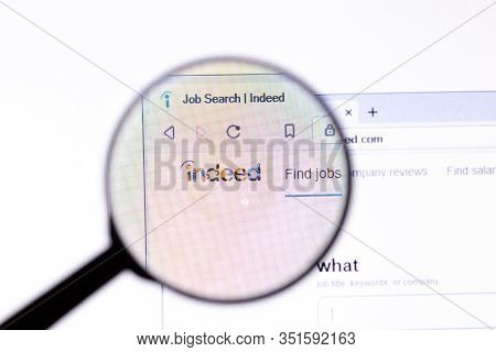 Los Angeles, California, Usa - 18.02.2020: Indeed Website Page With Close Up Logo. Indeed.com Site I