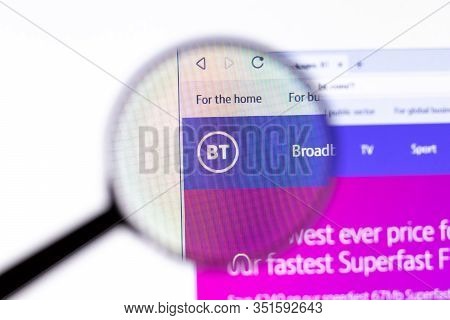 Los Angeles, California, Usa - 18.02.2020: Bt Website Page With Close Up Logo. Bt.com Site Icon On S