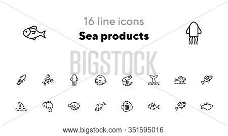 Sea Products Icon Set. Seaanimal Concept. Vector Illustration Can Be Used For Topics Like Seafood, C