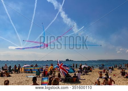 Boscombe, Dorset, England-september 2, 2017: The Red Arrows Display Team Perform For The During The 