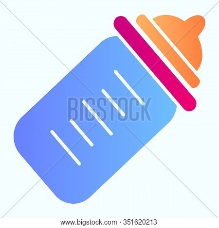 Baby Bottle Flat Icon. Milk Bottle Vector Illustration Isolated On White. Child Feeding Bottle Gradi