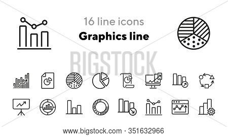 Graphics Line Icons. Set Of Line Icons. Business Graph, Doughnut Chart, Profit Analysis. Diagram Con