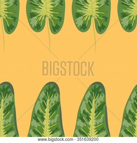 Tropical Plants Seamless Pattern, Tropical Foliage, Pastel Vintage Theme