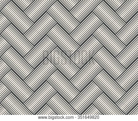 Abstract Geometric Bicolor Seamless Pattern With Interwoven At Right Angles Striped Lines. Vector Il