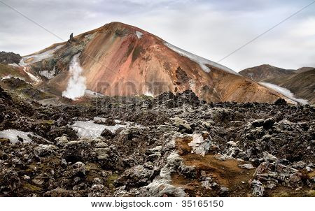 色とりどりの流紋岩山