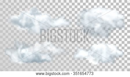 Realistic Or 3d Clouds. Set Of Isolated Heaven Or Sky Objects On Transparent Background. Cumulus And