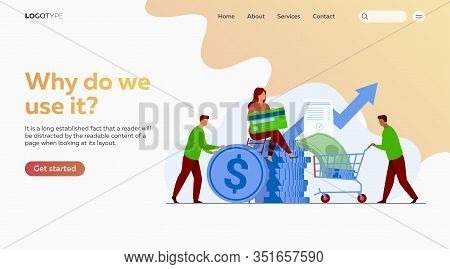 People Investing Their Money In Venture Fund Vector Illustration. Business People Financing High Pot