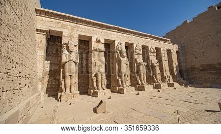 Temple Of Medinet Habu. Egypt, Luxor. The Mortuary Temple Of Ramesses Iii At Medinet Habu Is An Impo