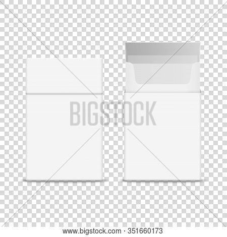 Vector 3d Realistic Closed And Opened Clear Blank Empt Cigarette Pack Box Icon Set Closeup Isolated 