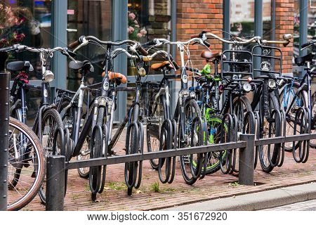 Zeist, Netherlands - January 04, 2020. Traditional Dutch Bikes Parked On The Street