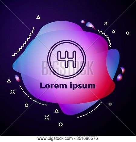 Purple Line Gear Shifter Icon Isolated On Blue Background. Transmission Icon. Abstract Banner With L
