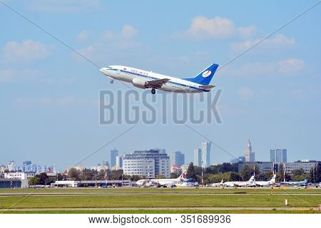Warsaw, Poland. 21 July 2018. Airplane Boeing 737-524 (ew-250pa)-- Belavia Belarusian Airlines  Taki