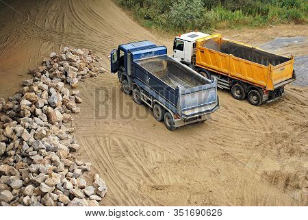 Stone Crusher In A Quarry, Mining Industry. Old Rock Crusher Machine In A Limestone Quarry