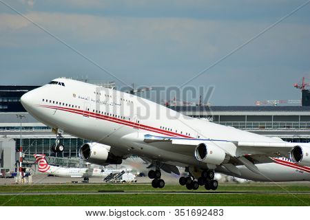 Warsaw, Poland. 26 July 2018. Airplane A6-mmm - Boeing 747-422 - Dubai Air Wing Taking Off From The 