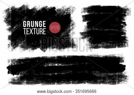 Vector Hand Drawn Big Textured Hand Painted Stains. Layered Ink Painted Backdrops. Monochrome Grungy