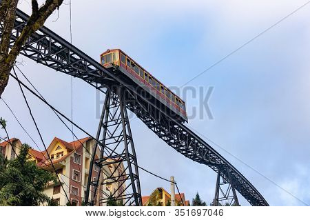 Bottom View On The Rails Of The Funicular Legend. Unique Bridge. Muong Hoa Funicular/monorails: The 