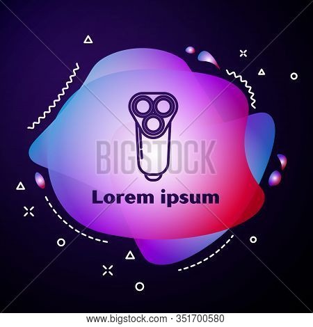Purple Line Electric Razor Blade For Men Icon Isolated On Blue Background. Electric Shaver. Abstract