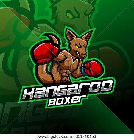 Kangoroo Boxing Esport Mascot Logo Design With Text