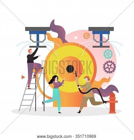 Fire Protection Services Vector Concept For Web Banner, Website Page