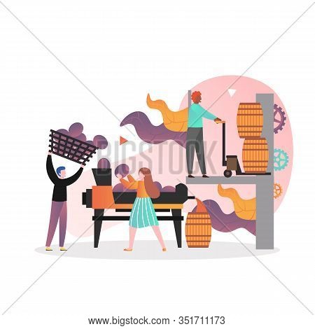 Wine Making Vector Concept For Web Banner, Website Page