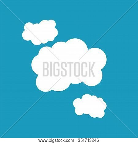 White Clouds On Blue Background Isolated Vector. Cloud Icon, Cloud Icon Vector. Cloud Icon Flat. Clo