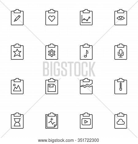 Document Flow Line Icons Set. Linear Style Symbols Collection, File Folders Outline Signs Pack. Vect