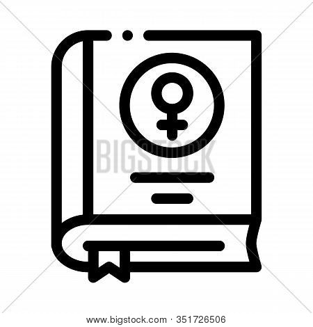 Book Female Mark Icon Vector. Outline Book Female Mark Sign. Isolated Contour Symbol Illustration