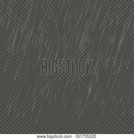 Rain Isolated Realistic Anglewise Effect. Transparent Nature Rainfall Template. Eps 10