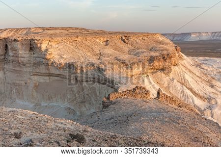 Sunrise Over Ustyurt Plateau. District Of Boszhir. The Bottom Of A Dry Ocean Tethys. Kazakhstan. Sel