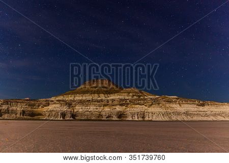 Night. The Ustyurt Plateau. District Of Boszhir. The Bottom Of A Dry Ocean Tethys. Kazakhstan. Long 