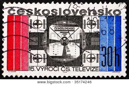 Poštovní známka Československo 1968 symbolické televizní obrazovka