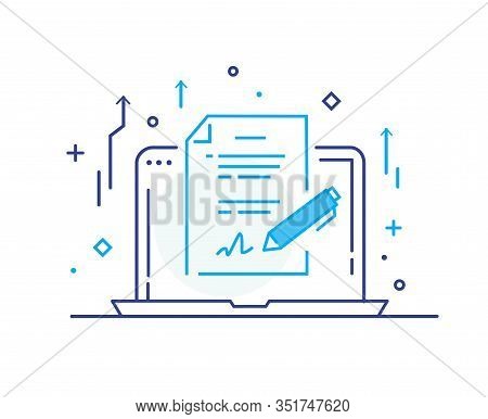 Contract Online Signature. Cooperation Interaction. Illustration Eps 10 File. Success Cooperation. L