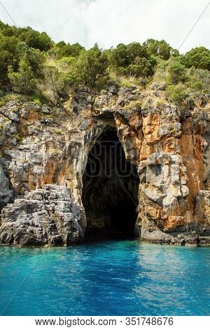 Pozzallo Caves Near Camerota From The Sea, Campania, Italy