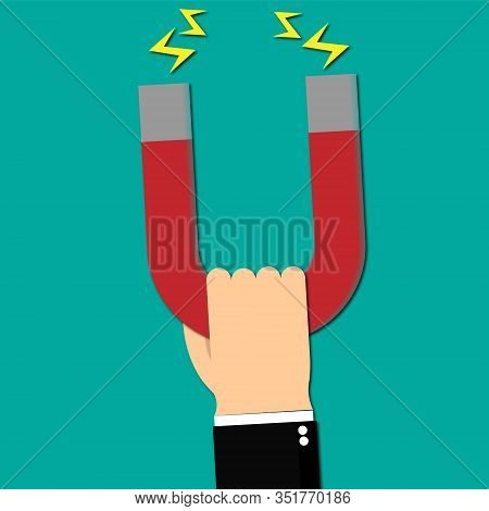 Magnet Attracting Likes In Flat Style - Vector Illustration