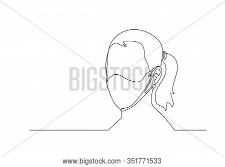 Continuous Line Drawing  Medical Face Mask. Concept Of Coronavirus.