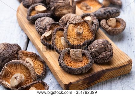 Dehydrated shiitake mushrooms, asian food ingredient