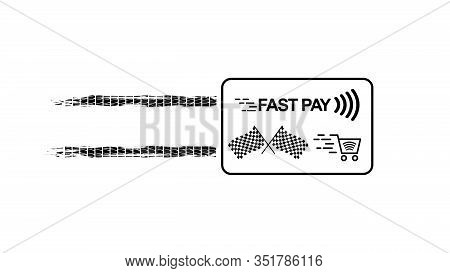 Technology For Contactless Payment. Shopping Trolley. Fast Payment. Near-field Communication Nfc Con