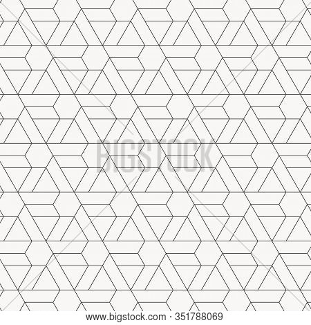 Linear Pattern With Crossing Thin Poly Lines, Polygons On Hexagon Shape. Abstract Geometric Texture.