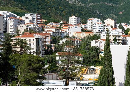 Becici, Montenegro - June 8. 2019. The Resort Village Of Becici In The Community Of Budva