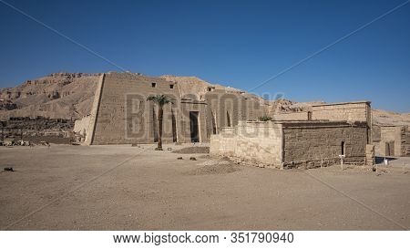 Temple Of Medinet Habu. Egypt, Luxor. The Mortuary Temple Of Ramesses Iii At Medinet Habu Is An Impo