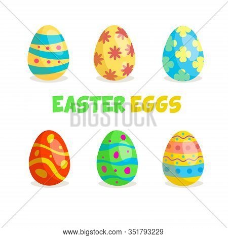 Vector Illustration - Easter Eggs Set. Six Colorfull Eggs